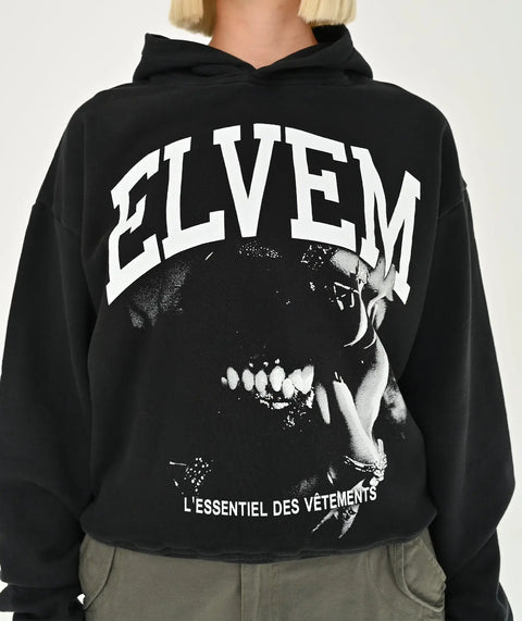 "Bite" Oversize Hoodie - Washed Black ELVEM