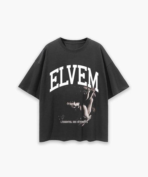 "Bite" Oversize T-Shirt - Washed Black ELVEM