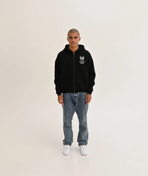 "Laurel" Oversize Zip-Hoodie - Black ELVEM