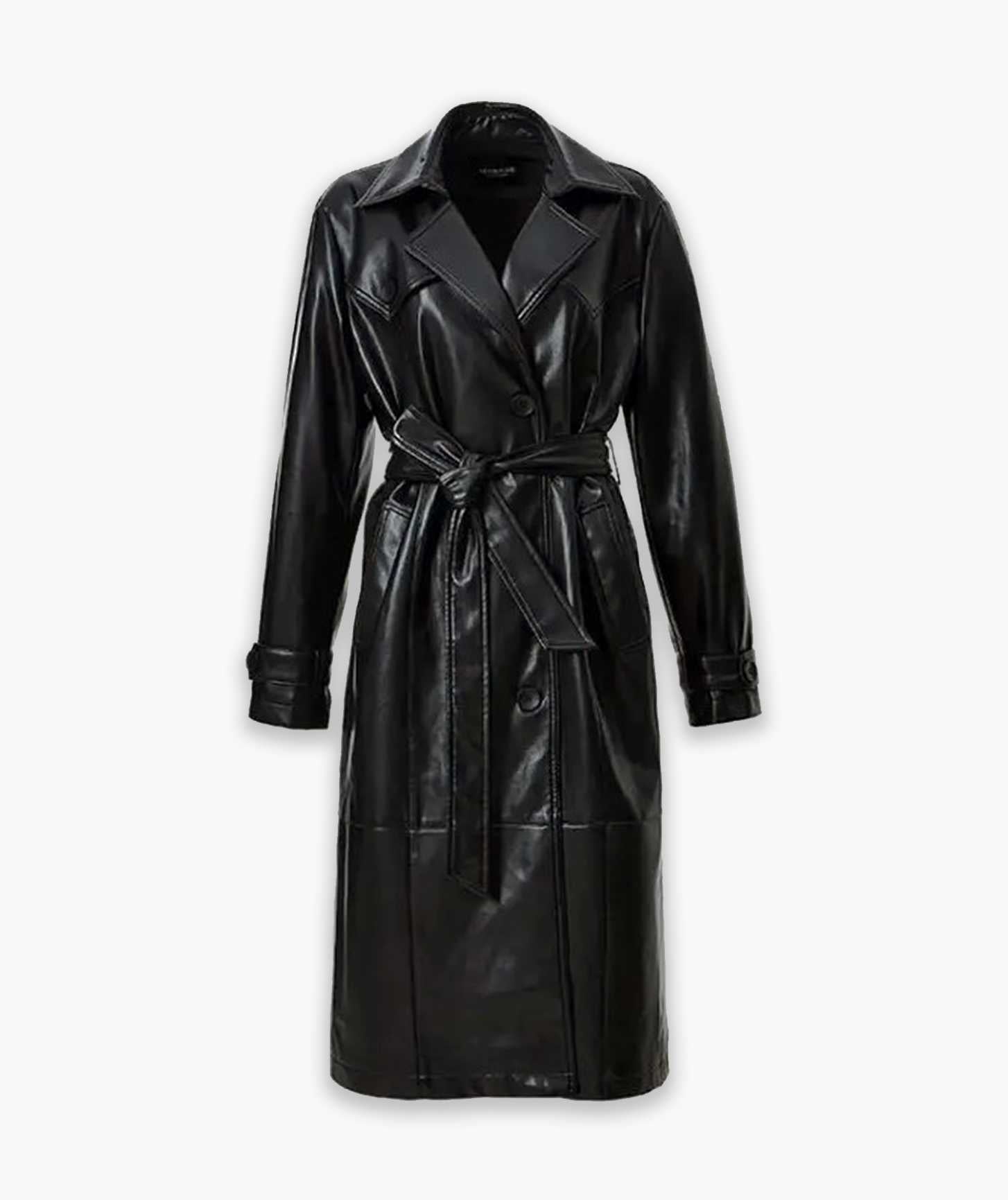 Midnight Leather Trench Coat Black