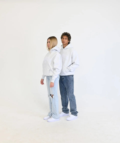 "Peach" Oversize Hoodie - White Grey ELVEM