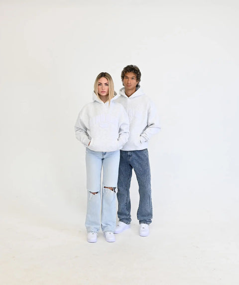 "Peach" Oversize Hoodie - White Grey ELVEM