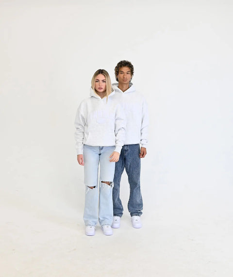 "Peach" Oversize Hoodie - White Grey ELVEM