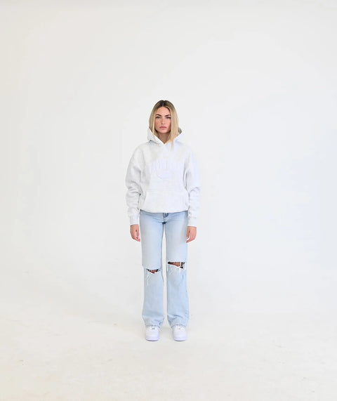 "Peach" Oversize Hoodie - White Grey ELVEM
