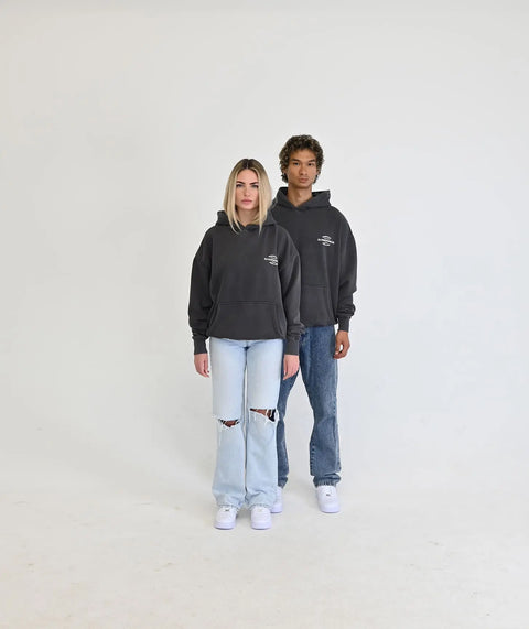 "Premier" Oversize Hoodie - Washed Black ELVEM